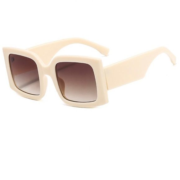 CREAM FRAMES WITH BROWN LENSES-LUXURY TRENDY OVERSIZED SUNNIES NEW‎ - Picture 5 of 6